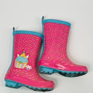 Girls Pink Cupcake Rain Boots Size 7/8